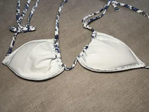 Abercrombie & Fitch Bikini Swimsuit Womens Medium White Floral Triangle Halter thumbnail 3