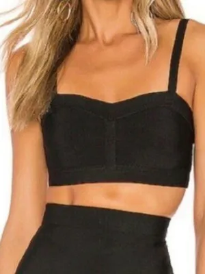 Superdown Black Bandage Crop Top Sweetheart Neckline thumbnail 1