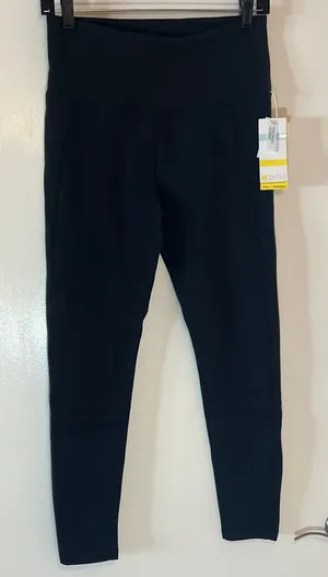 Zella High Waist Ribbed Moto Black Gym Leggings thumbnail 1