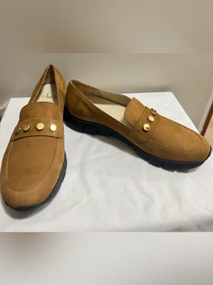 Amalfi by Rangoni Italy Suede Studded Loafers Slip On Shoes Brown Tan Size 9.5 thumbnail 4