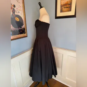 House of CB Lady Strapless Midi Dress in Black sz L thumbnail 5