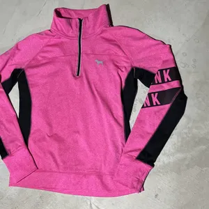 Victoria's Secret Pink and Black 1/4 Zip Pullover Reflective Jacket SZ Large EUC thumbnail 2