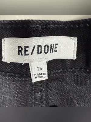Re/Done Black High-Rise Distressed Denim Cutoff Shorts SZ:25 thumbnail 10
