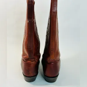 Vintage Tony Lama Embroidered Leather Cowboy Boots Reddish-Brown size 6.5 thumbnail 6
