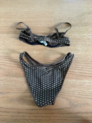 Frankie's Bikinis Brown Polka Dot Bikini Set - Mint Dot Print thumbnail 4