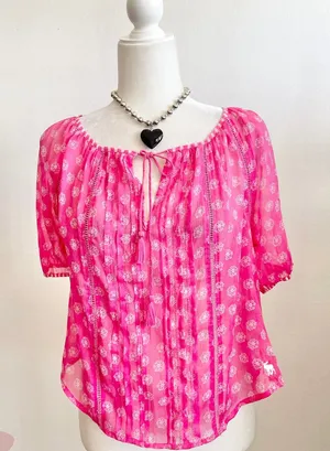 Abercrombie & Fitch Pink Sheer Logo‎ Top Y2K Vintage 2000s XS thumbnail 1