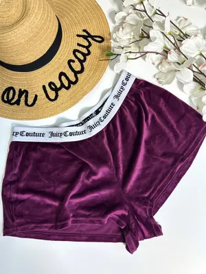 Juicy Couture Magenta Purple Velour Rhinestone Logo Sleep Shorts Size Medium thumbnail 2