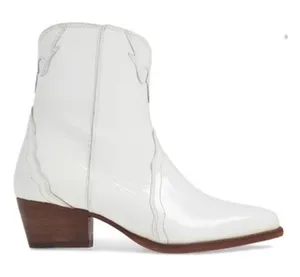 Free People New Frontier Western ankle boot bootie cowgirl white 37 7 thumbnail 1