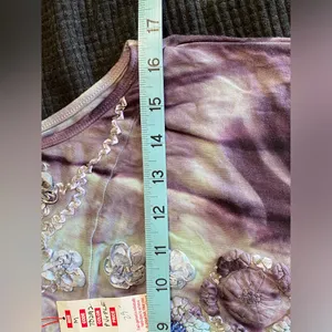 Trixie Tie Dye Purple/Teal Sleeveless Blouse‎ Beads Ribbon Embroidery Size M NWT thumbnail 9