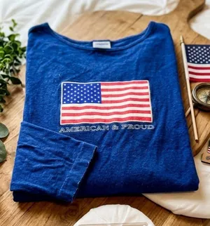 Mixit Vintage "American & Proud" USA Flag Graphic Long Sleeve Tee thumbnail 1