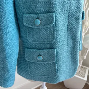 Talbots Long Sleeve Teal Textured Wool Blazer thumbnail 2