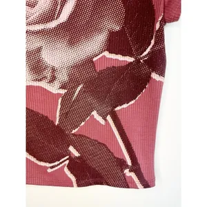 UO Nadia Rose Print Low Open Back Top M Pink Mauve Ribbed Knit ASO Bel-Air Amira thumbnail 8