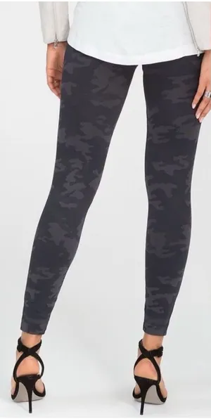SPANX Look At Me Now Seamless Camo Leggings Black Gray Large‎ Streetwear thumbnail 1