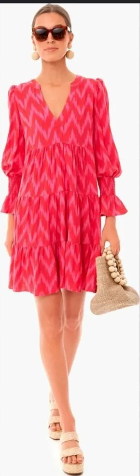 Tuckernuck Pomander Place Ikat Kenzo Dress in Hot Pink Size: L‎ thumbnail 1