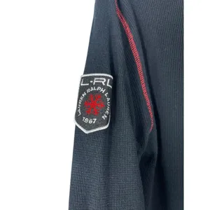 Y2K Lauren Ralph Lauren Blck Patch Embroidered Long Sleeve Waffle Henley Top PL thumbnail 7