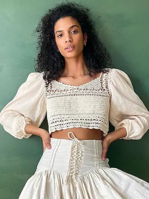 Free People Brick Red Cynthia Crochet Top thumbnail 1