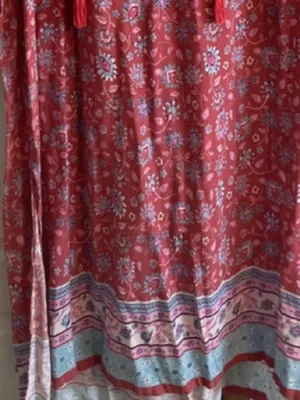 Natural Life Dara Floral Tassel Kaftan 3/4 Sleeve Maxi Dress Size XL hippie boho thumbnail 6