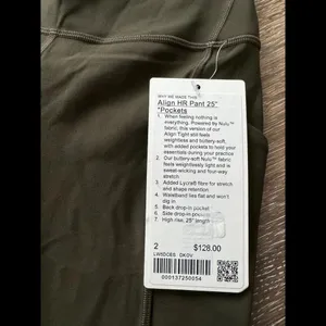 Lululemon Align With Pockets High Rise 25” Dark Olive Size 2 NWT thumbnail 3
