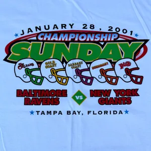 Gildan Vintage 2001 Baltimore Ravens NFL Championship Super Bowl White Graphic T-shirt thumbnail 5