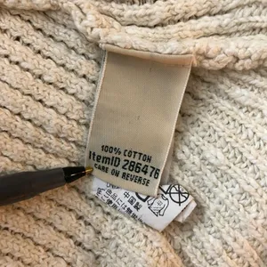 LL Bean Womens Sweater Cotton Chunky Ribbed Knit Scoop Neck Ivory L thumbnail 4