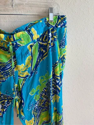 Lilly Pulitzer Turquoise Blue Palazzo Pants Size Large thumbnail 4