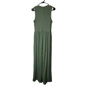 Cider‎ Solid Green Sleeveless Wide Leg Jumpsuit thumbnail 7