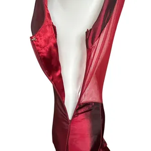 Tiffany Designs Burgundy Beaded Ruffle Mermaid Formal Gown Size 10 thumbnail 12