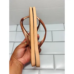 Havaianas Slim Flip Flops Rose Gold with Diamond-like stones embedded size 7/8 thumbnail 9