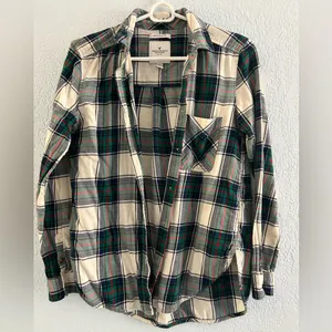 American Eagle Boyfriend Fit Plaid Flannel Shirt Size S 100% Cotton thumbnail 4