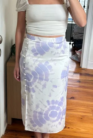 Gianni Bini Purple and White Midi Skirt thumbnail 2