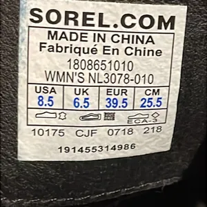 Sorel Lolla Black Leather Chelsea Ankle Boots Womens Size 8.5 NL3078-010 thumbnail 2