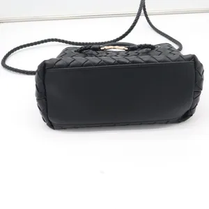 A New Day Black Woven Vegan Leather Crossbody Bag Gold Hardware Braided Strap thumbnail 8