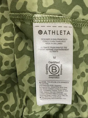 Athleta Olive Green Camo-Pattern Short Sleeve Tee thumbnail 7