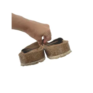 BioStep Slide Sandals Women 9.5 Brown Suede Leather Cork Footbed Bohemian Casual thumbnail 7