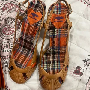 Rocket Dog brown Multicolor Plaid shell Wedge Sandals thumbnail 2