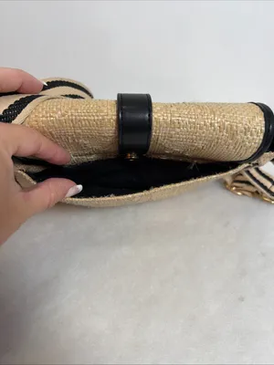Time and Tru Daisy Woven Straw Crossbody Bag Tan Purse Womens Adjustable Strap thumbnail 5