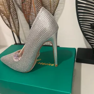 Elegant Silver Stiletto Heels by Lauren Lorraine Size 5.5 thumbnail 4