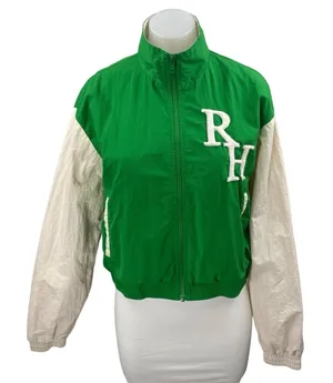 Recreational Habit Green Full Zip High Neck Long Sleeve Windbreaker Jacket Sz S thumbnail 1