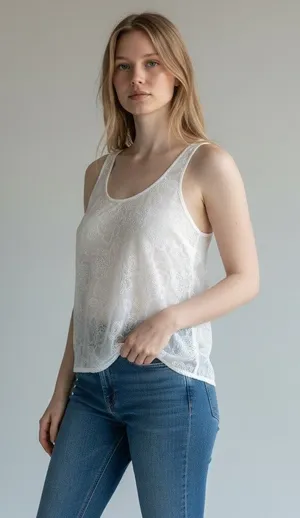 Abercrombie Fitch White Floral Lace Sheer Tank Top Womens Size S‎ thumbnail 1