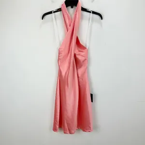 Lulus Satin Mini Halter Dress Pink Sleeveless Party Glam Backless Small NWT thumbnail 2