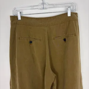 Banana Republic High-Rise Wide-Leg Pleated Ankle Pant Lyocell Olive Brown 12 thumbnail 6
