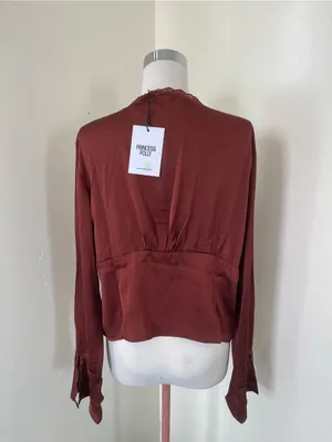 Princess Polly Rust Lace-Trim Tie-Front Blouse thumbnail 3