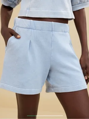 Aerie Womens Blue High Waist Trouser Sweatshort Xs thumbnail 1