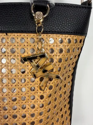 New Anne Klein Raffia Bucket Bag And Clutch Black Crossbody Shoulder Purse thumbnail 6