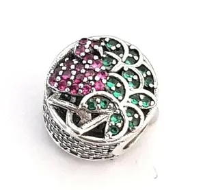 PANDORA Tropical Flamingo Charm w/ Light Green Crystal & Pink Zirconia-792117CZS thumbnail 2