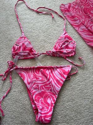 SheIn Pink and Light Pink Swirl Bikini Set thumbnail 5
