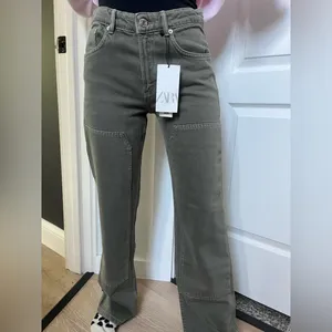 NWT Zara Army Green Denim‎ Jeans thumbnail 3