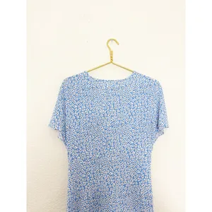Mango Poma Floral Midi Dress Size Medium Blue Cottage Coquette Chic Jersey thumbnail 13