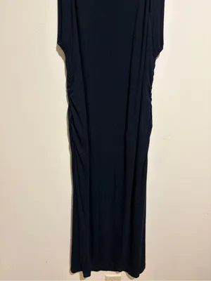Anthropologie Daily Practice Black Ribbed Ruched Sides Sleeveless Midi Dress XL thumbnail 12
