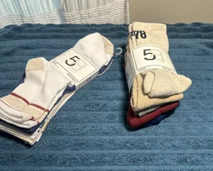 2 5-Packs ladies Crew Socks - White, Beige, Burgundy, Navy NWT thumbnail 1